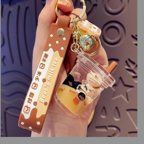Bear's Milk Tea Phone Charm Keychain - Brown - Picture 4 of 10